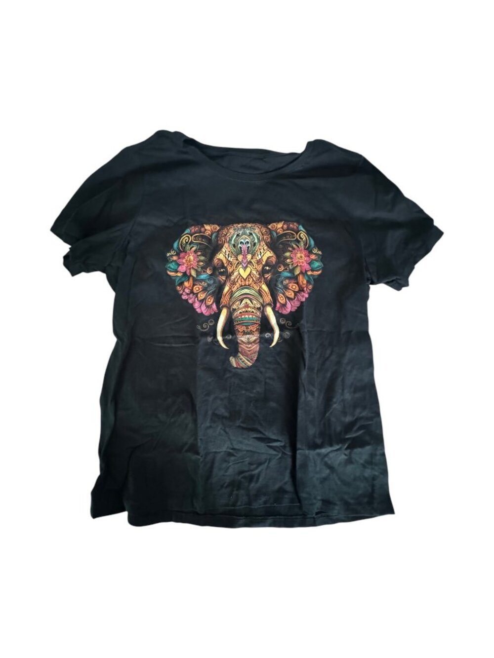 XL Black Elephant Graphic Cotton T-Shirt Unisex with Free Sunglasses